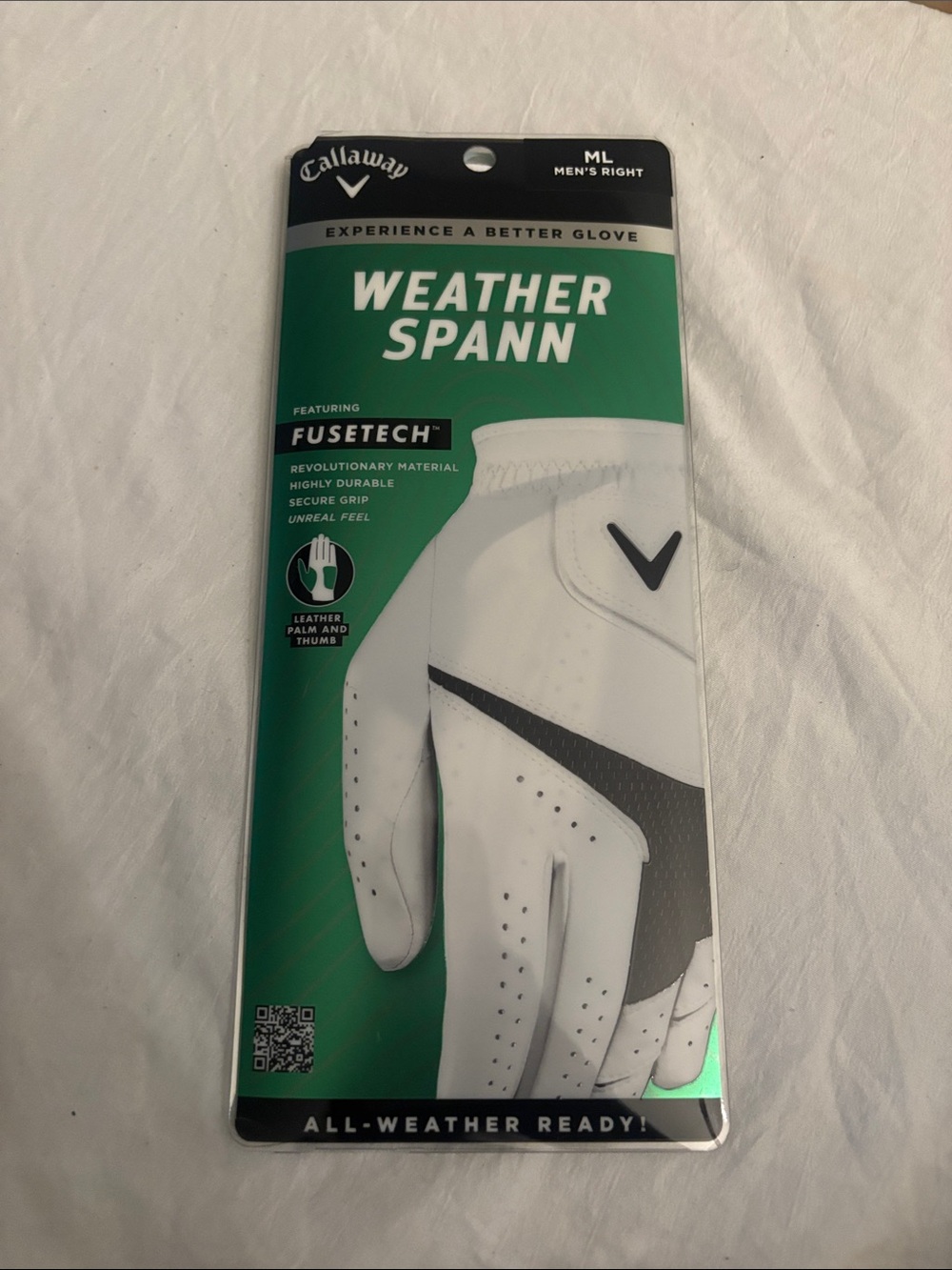 Callaway Weather Spann Golf Glove - White with Black Accents